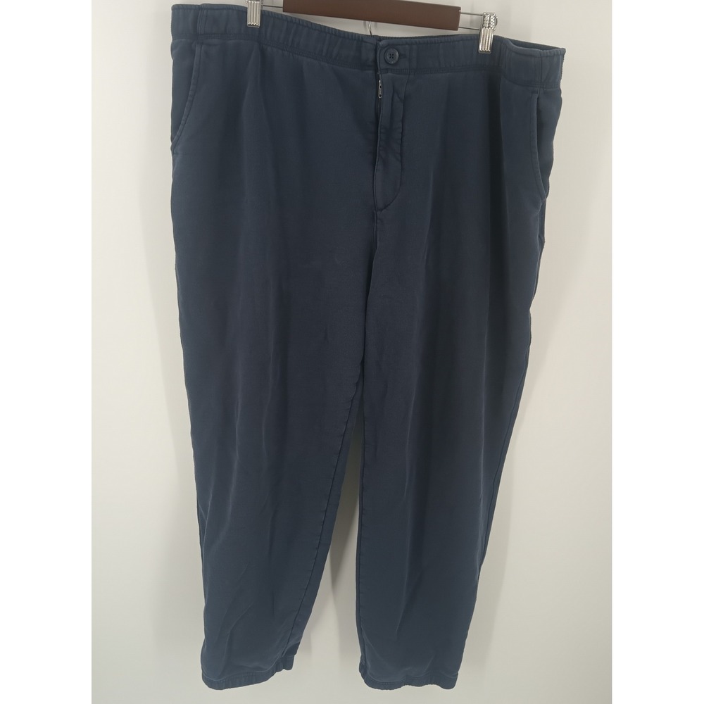 LL Bean Mens XXXL Navy Blue Fleece Sweatpants Joggers 32" inseam zipper fly